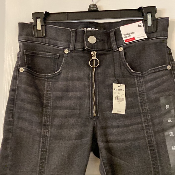 Express Cropped Skinny High Rise Black Jeans brand new with tag inseam 25” - Picture 4 of 10